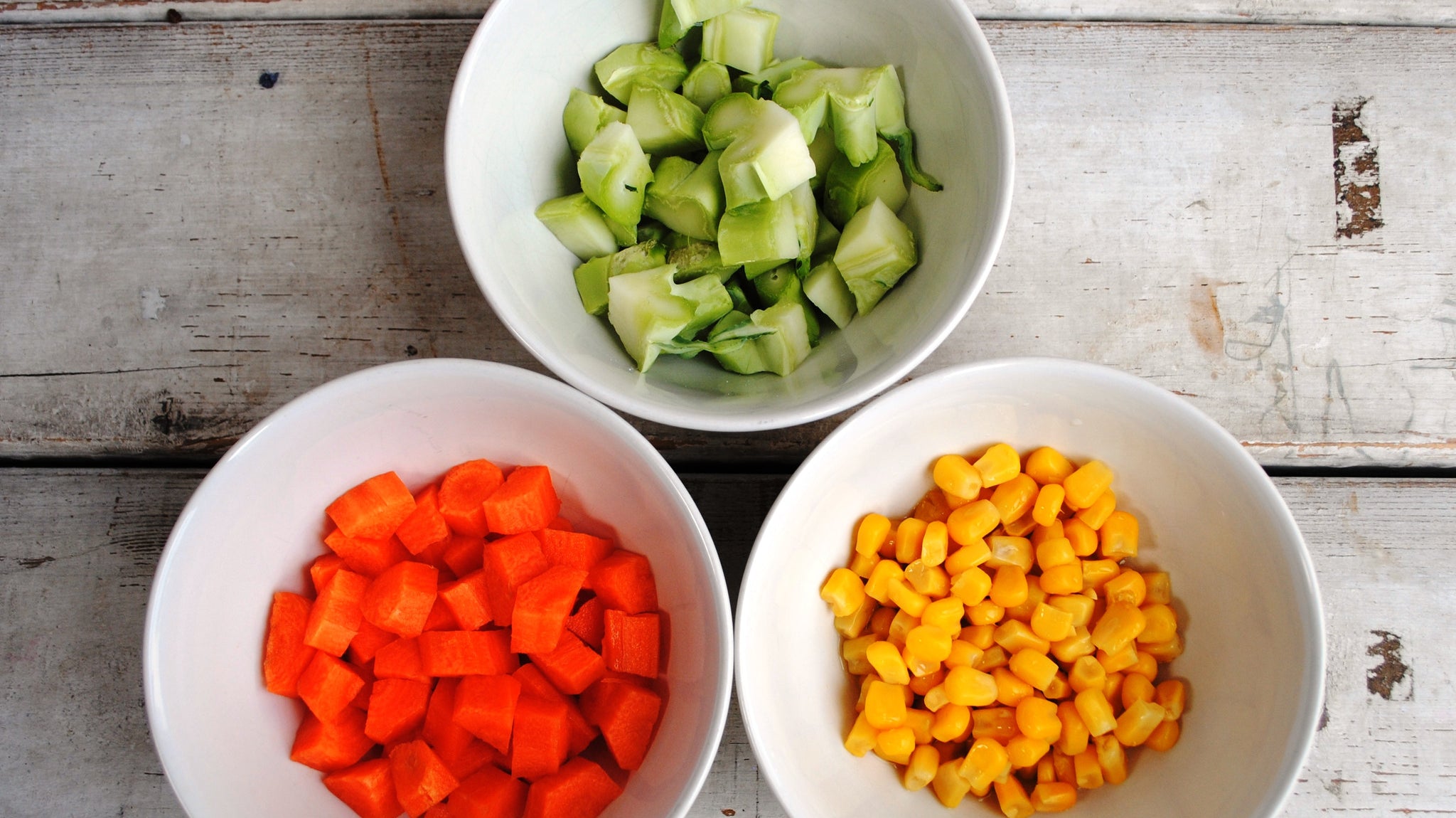 Sweetcorn, Broccoli stem and carrot puree