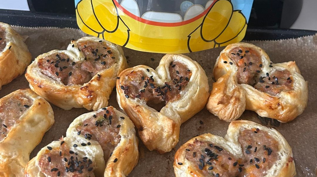 valentines sausage rolls in a heart shape