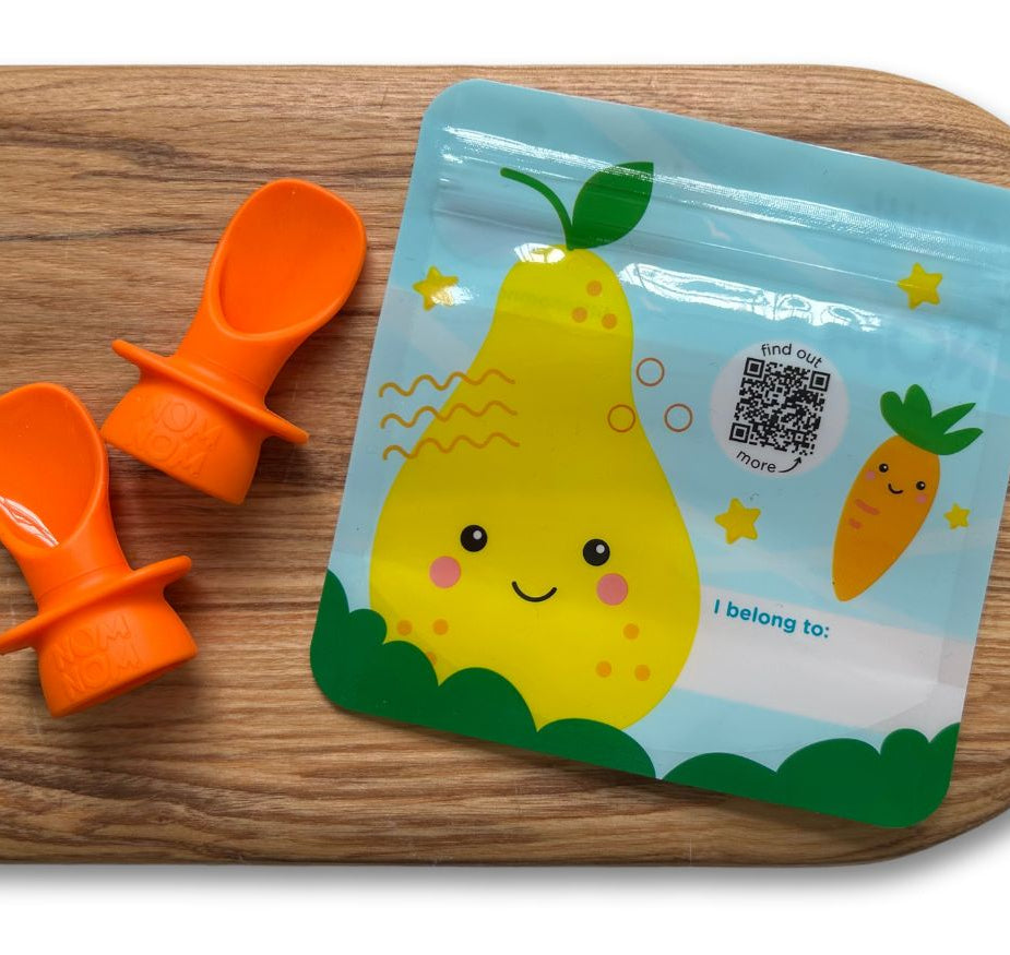 little nom nom silicone pouch spoon and travel bag