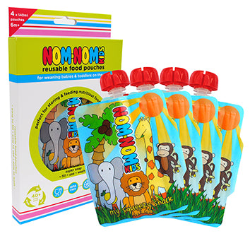 nom nom kids reusable pouches animal design