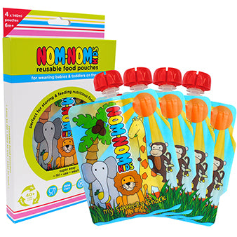 nom nom kids reusable pouches animal design