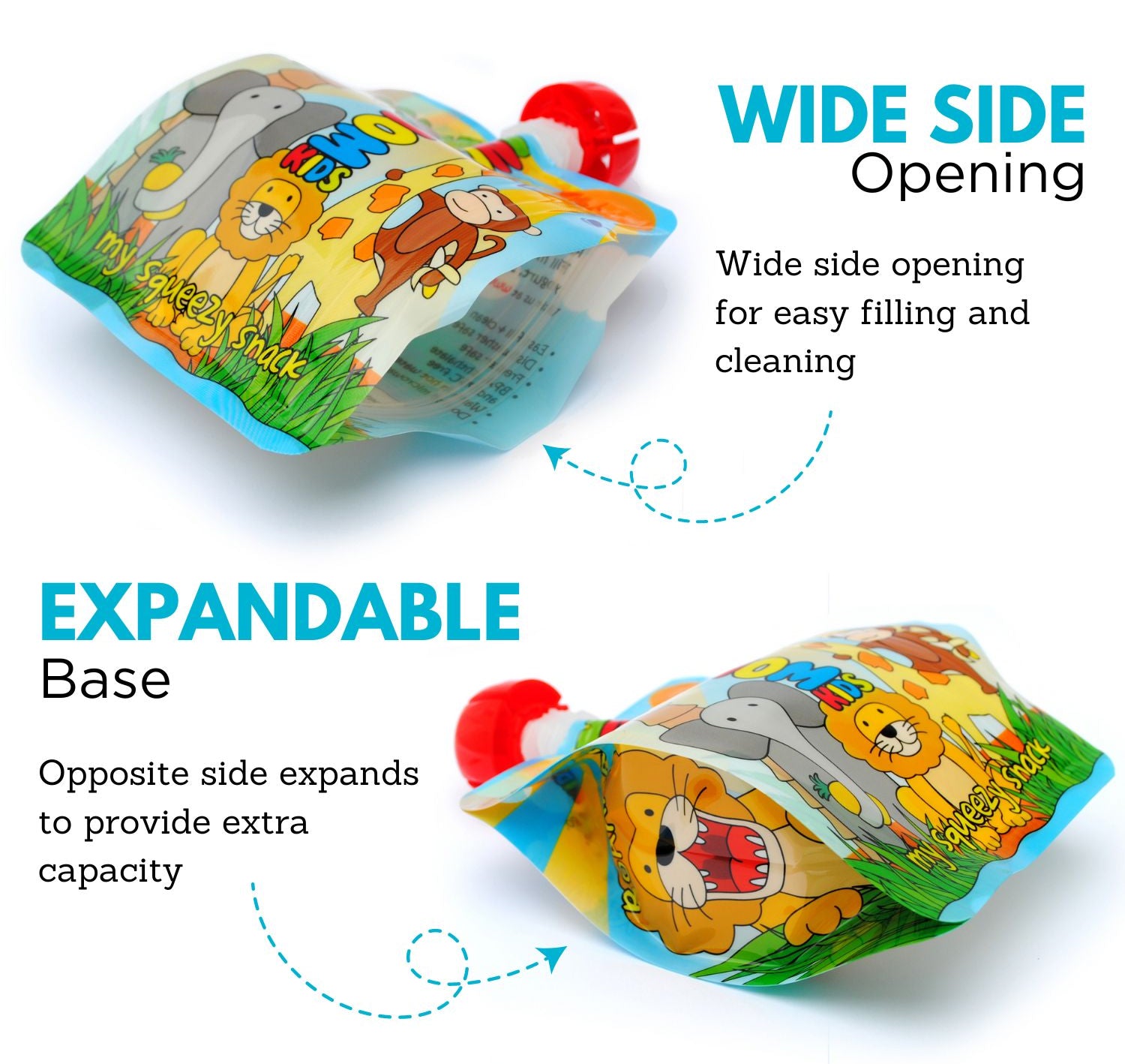 nom nom kids reusable pouches features