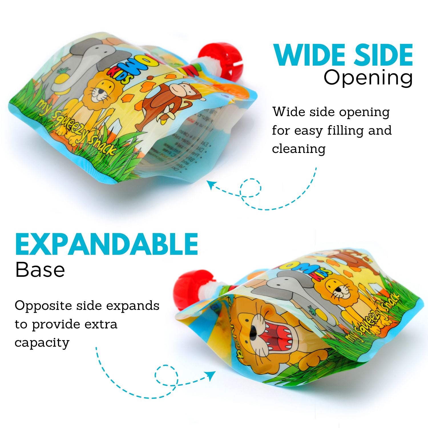 nom nom kids reusable pouches features