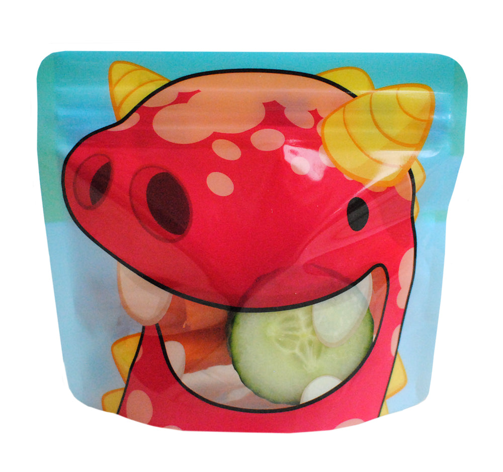 Nom Nom kids red monster reusable pouch with vegatables