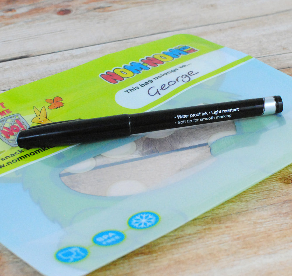 reusable snack bag and marker pen
