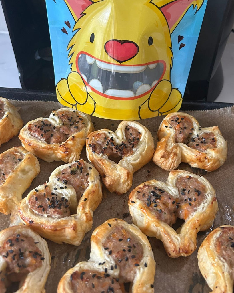 valentines sausage rolls in a heart shape