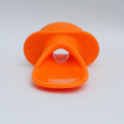 front view of the little nom nom pouch spoon showing the size of the food channel