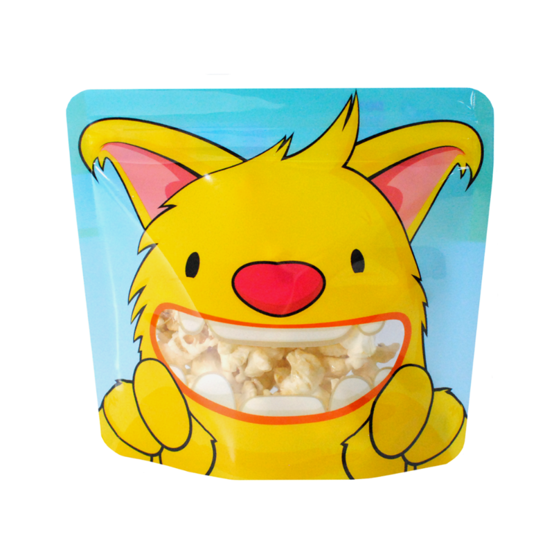 yellow monster reusable snack bags filled with popcorn