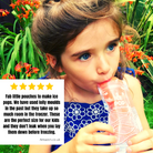 little girl holding an ice pop in the Nom Nom kids reusable ice pop bag